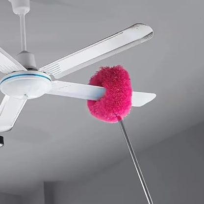 Duster Mop with Extension,Dust Mop Reusable Fan Cleaning Tool for Home, Car, Office, Blades, Windows, Glass Furniture，Rose Red