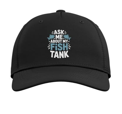 Ask Me About My Fish Tank Sunset Fishing Adjustable Baseball Hat - color: Black