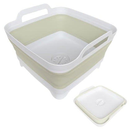 Collapsible Wash Basin for Baby Bottles - 2.4 Gallons Portable Wash Bin for RV Camping Sink, Space-Saving Dish Tub (Green) - color: Green