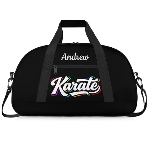 Custom Name Taekwondo Karate Duffle Bag for kids Boy Girls - Personalized Martial Arts Gear Bag - color: Karate Colorful