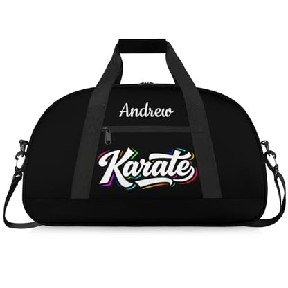 Custom Name Taekwondo Karate Duffle Bag for kids Boy Girls - Personalized Martial Arts Gear Bag - color: Karate Colorful