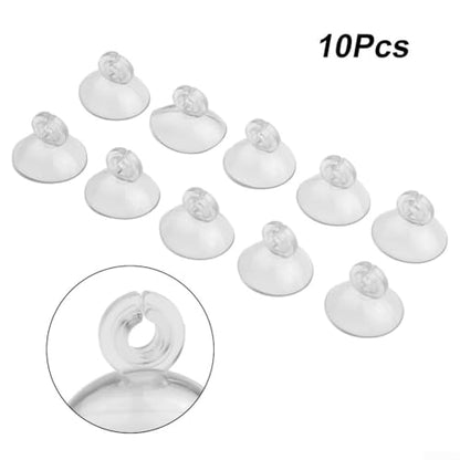 Aquarium Fish Tank Suction Cups Holder Set 10pcs Clear Plastic Suckers Clips Pads for Air Line Pump Tube, 2.5cm Diameter Suction Cup with 5mm Clip
