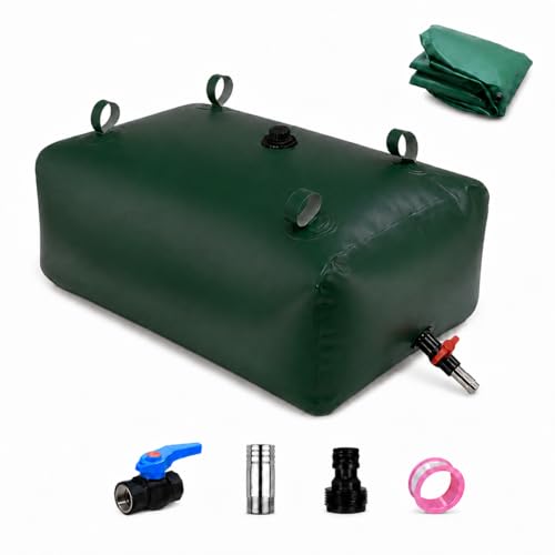 100 Gallon Water Storage Bladder, Premium Tear-Proof & Leakproof PVC Water Storage Tank, Portable Water Tank for Camping, Truck, RV Trips, Emergency, Outdoor & Wild Survival - size: 100 gallon