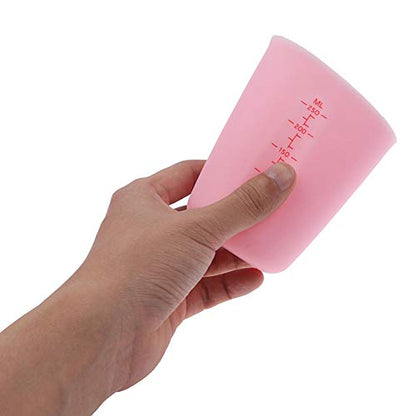 1 Pack Soft Silicone Measuring Cups with Marked 250ml, Flexible Extruded and Poured Double Scale Baking Cups - for Cooking, Resin Mixing, Coffee,Butter, Chocolate, or DIY Projects (Pink)