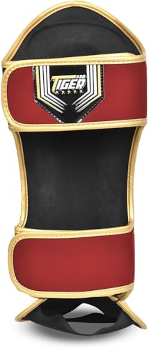 Shin Guards MMA, Muay Thai, Kickboxing, Leg Instep Protection Pads, Kicking, Sparring, Training Gear, Karate, Boxing, Taekwondo - Unisex - Black and White Colors - color: Red, size: Small