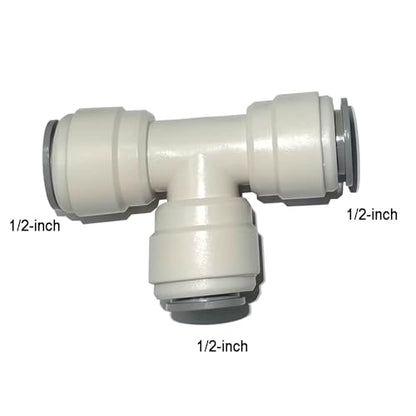 Acetal Copolymer 1/2" Tube OD (12.7mm) Tube Fitting, Union Tee Connector, Push to connect for RO water filter system parts (pack of 5)