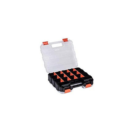 HDX 320028 34-Compartment Double Sided Organizer with Impact Resistant Polymer and Customizable Removable Plastic Dividers,Black/Orange
