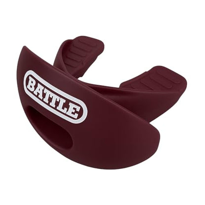 Battle Oxygen Lip Protector Mouthguard with Convertible Strap – Football and Sports Mouth Guard – Maximum Oxygen Supply – Mouthpiece Fits With or Without Braces – Impact Shield Covers Lips and Teeth - color: Maroon