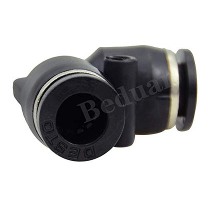 Beduan Push to Connect Fitting Elbow, 1/4" Tube OD x 1/4“ Tube OD Pneumatic 90 Degree Elbow Adapter Push Lock Fitting (Pack of 10 ） - size: 1/4 "