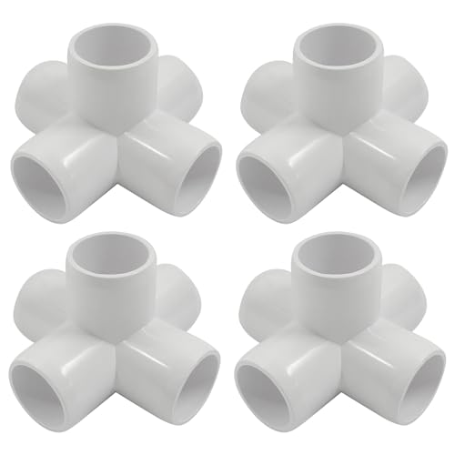 Piutouyar 4 Pcs 3/4" Elbow PVC Pipe Fitting, 5 Way Furniture Grade Pipe Connector PVC Elbow Fitting Pipe Corner Connector for DIY Shelf Garden Support Structure - size: 5 way 3/4 inch