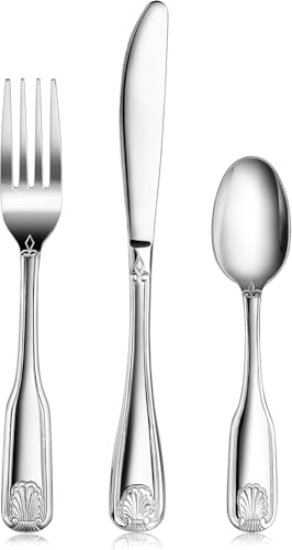 New Star Foodservice Shell Pattern 18/0 Stainless Steel Flatware Set, 36-Piece Set, Commercial Grade - size: 36-Piece Flatware Set