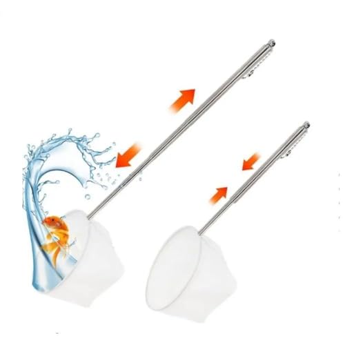 Telescopic Shrimp Net Extendable Telescopic Soft Aquarium Shrimp Net White Goldfish Net(L-Square)