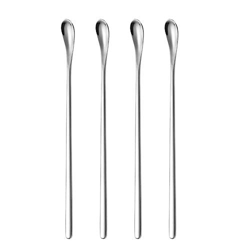Delove Stainless Steel Coffee Stirring Spoon Beverage Cocktail Stirrers Stir Cocktail Drink Mixing Swizzle Stick- Tiny Salt Condiment Spoon - Reusable - Set of 4 (7.6-Inch) - size: 7.6-Inch