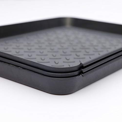 Boot Mat Tray for Floor Protection,3 Pack Black Shoe Tray,Boot Drying Mat w/Lip, Dirt Rug, Dog Water & Litter Box ray,Garden Garage-Indoor Outdoor (Black)