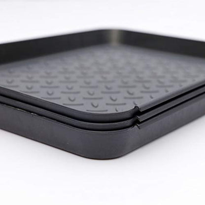 Boot Mat Tray for Floor Protection,3 Pack Black Shoe Tray,Boot Drying Mat w/Lip, Dirt Rug, Dog Water & Litter Box ray,Garden Garage-Indoor Outdoor (Black)