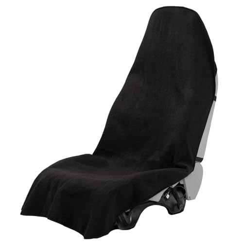 Prpeko Terry Cloth seat Cover Universal Waterproof Car Sport Towel Seat Cushion Non-Slip Sweat-Absorbent Towel Cloth Suitable for Gym Workout, Universal Fit for Car SUV Van-Black - color: Black, size: 1 Pack