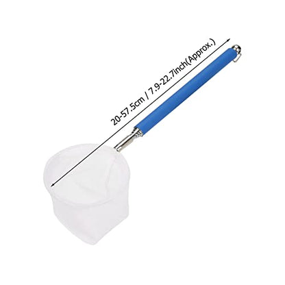 Yosoo Adjustable Mini Fishing Net Aquarium Shrimp Net Fish 20-57.5cm Expandable Pole with Metal Hook for Small Fish Shrimp and Tank - color: Blue, size: Rotary screen