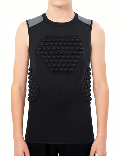 Roadbox Youth Baseball Chest Protector Padded Compression Shirt Heart Guard - color: 03 Black+Gray, size: Medium