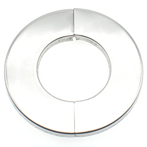 FDXGYH 2 Pcs ID 2-3/8" Stainless Steel Wall Split Flange Self-Adhesive Tape Round Escutcheon Plate Cover for Water Pipe Faucet Decoration Accessories - color: 5.51"x2.40"-2PCS