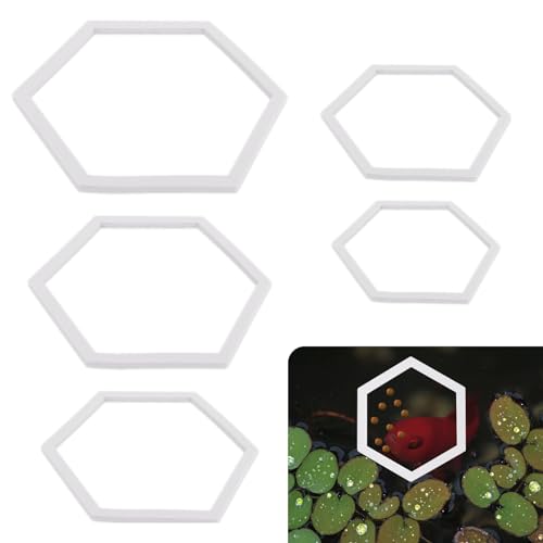 PEUTIER 5pcs Aquarium Floating Plant Corral, Foam Fish Feeding Rings Hexagon Fish Tank Food Ring for Keeping Floating Plants in Place (White)