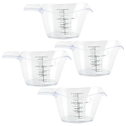 4 Pack Small Measuring Cups, 2oz/60ml Mini Measuring Cup with tsp/Tbsp/oz/ml Markings, Double-Sided Clear Easy-Read Scale for Kitchen, Resin, DIY, Beauty Mixing