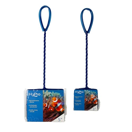 H2Pro Blue Aquarium Fish Net Set – High Performance Fine Mesh Fish Tank Nets with Durable Handles for Freshwater & Saltwater Aquariums
