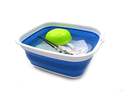SAMMART 7.7L (2 Gallon) Collapsible Tub - Foldable Dish Tub - Portable Washing Basin - Space Saving Plastic Washtub (Blue, S) - color: Blue, size: Small