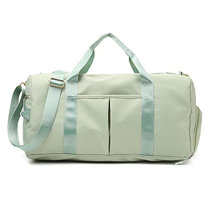 ZUEVI Sports Gym Duffel Bag for Women Waterproof Weekender Travel Bag with Shoes Compartment Dry and Wet Separation for Training Swim Yoga(Green) - color: Green