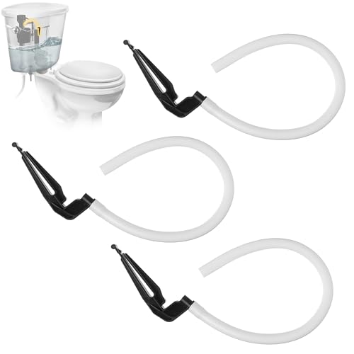 3 Pack Toilet Refill Tube and Clip Replacement, Toilet Repair Kit Inside Tank Compatible with 100, 200, 200A, 400A and Most Other Valves, 9.65” Length, Rubber and Plastic(White) - color: White