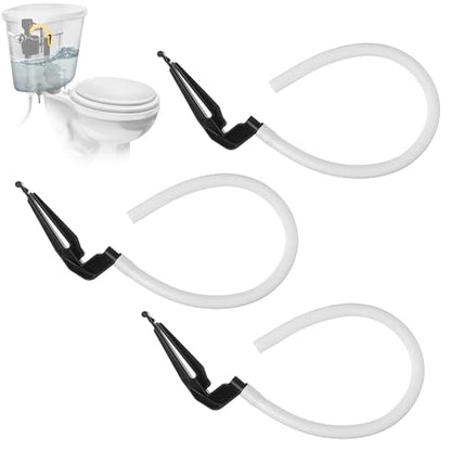 3 Pack Toilet Refill Tube and Clip Replacement, Toilet Repair Kit Inside Tank Compatible with 100, 200, 200A, 400A and Most Other Valves, 9.65” Length, Rubber and Plastic(White) - color: White