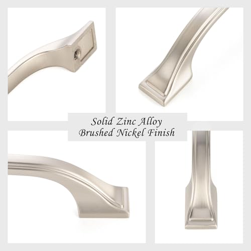 10 Pack 3 Inch Brushed Nickel Cabinet Pulls Satin Nickel Cabinet Handles Silver Kitchen Hardware for Cabinets Drawer Dresser ZP2409 Cupboard Bedroom Closet Bathroom Vanity - color: Brushed Nickel, size: 3" Hole Centers-10 Pcs