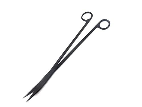 A2Z-Aquascaping Maintenance Tools Accessories,Anti-Rust Stainless Steel Tweezers Scissors Spatula for Aquarium Tank Clean, Fish Tank, Bonsai, Algae Scrapers (12" Scissors - Curved - Black) - size: 12" Scissors - Curved - Black