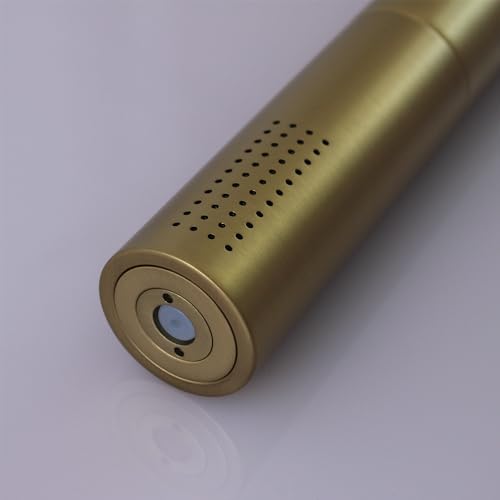 12Inch Brushed Gold Ceiling Shower System & 8Inch Wall-Mount Shower Faucet Set, 2 in 1 Handheld with Adjustable Slide Bar Included Temperature Display Valve and Trim Kit Can Work At Once