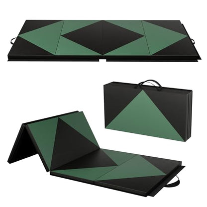 Polar Aurora 4'x8'x2 Thick Folding Gymnastics Exercise Mat Aerobics Stretching Yoga Mats - color: Green-Black