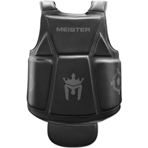 Meister Body Armor - MMA & Boxing Chest Guard w/Groin Protector | Trainer-grade protection for kickboxing and Muay Thai. Maximum coverage for belly, chest & oblique strikes - size: Adult Large