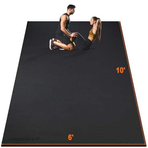 Large Exercise Mat 8'x5'|12'x6'|10'x6'|6'x4'|6'x2' Workout Mat for Home Gym Mats Exercise Heavy Duty Gym Flooring Fitness Mat Large Yoga Mat Cardio Mat for Weightlifting, Jump Rope, MMA, Shoe-Friendly - color: Dark10'x6'