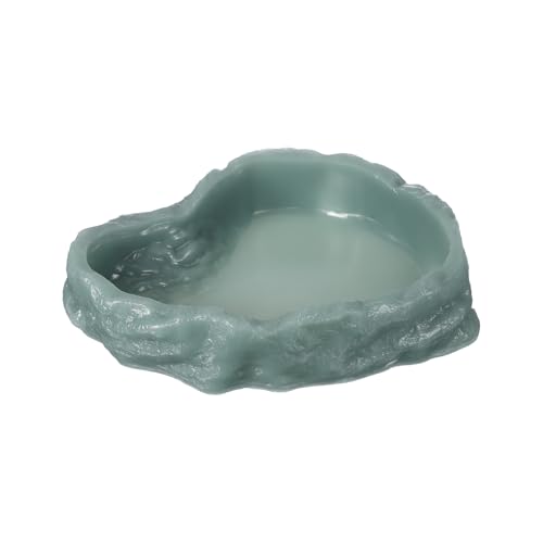 Reptile Food Bowl, Reptile Feeding Dish Corner Bowl Water Resin Rock Worm Feeder Dish l (9.8 in, Glow Dark Green), Intended for Lizards/o/Scaled Pet/Leopard/Spiders