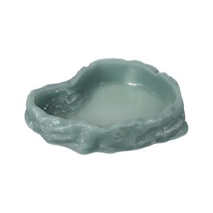 Reptile Food Bowl, Reptile Feeding Dish Corner Bowl Water Resin Rock Worm Feeder Dish l (9.8 in, Glow Dark Green), Intended for Lizards/o/Scaled Pet/Leopard/Spiders
