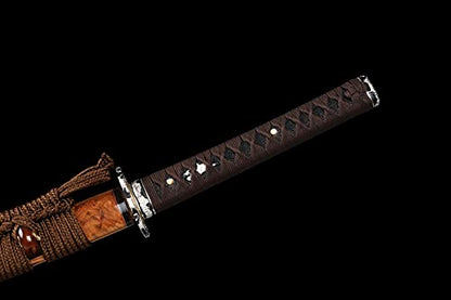 Shinken L6 Steel Katana Clay Tempered Real Samurai Sword - color: Hitatsura Hamon-Brown
