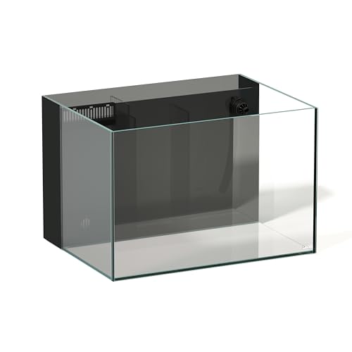 60P 26.23 Gallon Ultra Clear All Glass Rimless Low Iron Aquarium Tank with Rear Filtration Chamber for Salt and Fresh (Return Pump Included) 23.6Wx17.7Dx15.8H in(60x45x40cm) 8mm Thickness