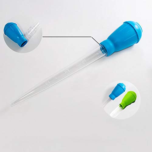 Haofy Mini Fish Dust Remover, 30ml 11in Manual Water Changer Dropper Tool for Shrimp, Daphnia, with Precise Measurement, Liquid Additive, Plastic Material, (Blue)