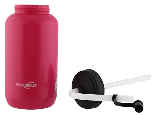 Squeezable Water Bottle Bendable Long Straw - LDPE BPA Free Plastic - Hydration for Baseball Hockey Gym MMA Yoga Boxing Cycling Softball Football Lacrosse (35.5 Oz.) - style: Pink