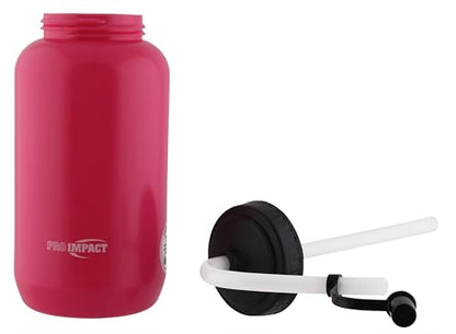 Squeezable Water Bottle Bendable Long Straw - LDPE BPA Free Plastic - Hydration for Baseball Hockey Gym MMA Yoga Boxing Cycling Softball Football Lacrosse (35.5 Oz.) - style: Pink