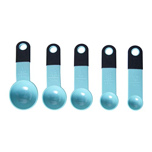 Kitchen Aid Classic Measuring Spoons, 5 Count (Pack 1), Aqua - color: Aqua Sky/Black Set of 2