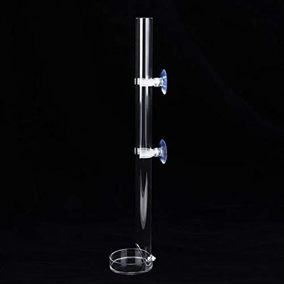 Aquarium Feeder, Acrylic Transparent Fish Feeding Tube with Tray Aquarium Fish Shrimp Feeder with Fixing Bracket Suction Cups(20cm)