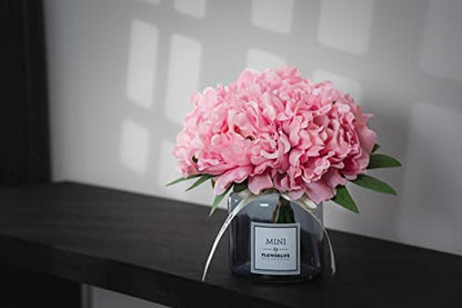 XIAYAN Artificial Flower and Glass Bottle Set, Isn Style, Suitable for Living Room, Dining Table, Office, Wedding, Hotel Banquet and Family Decoration. (Pink Purple)