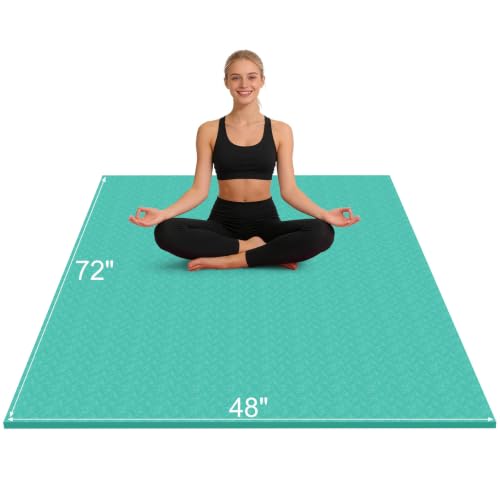 RINREA 72"x48" Extra Wide Yoga Mat, 8mm Thick Exercise Mat for Home Gym - color: Green