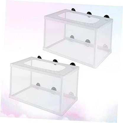 Kisangel 2Pcs Fish Net Hatchery Incubator with Suction Cups Durable Mesh Breeder Box for Aquarium Fish Tank Increases Survival Rate by Separating Aggressive and Weak Fish