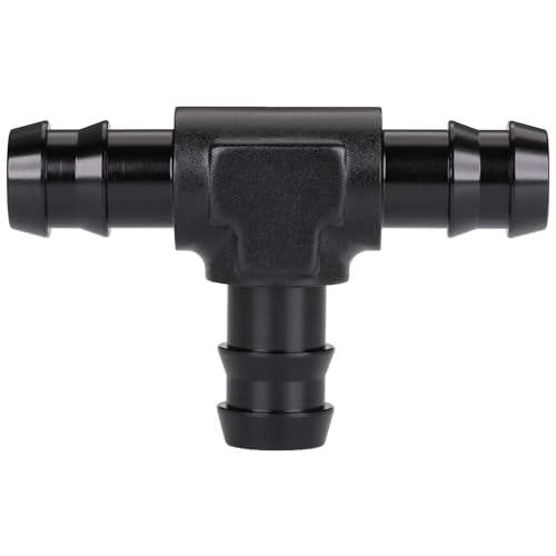 1/2" 13mm Hose Barb Tee T Fitting Adapter Aluminum Black - size: 13mm