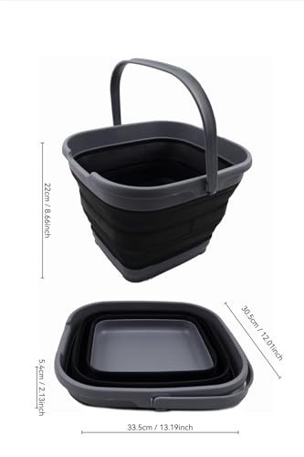 SAMMART 10L (2.6 Gallon) Set of 2 Collapsible Rectangular Handy Basket/Bucket (Bluish-Green + Black, 2)